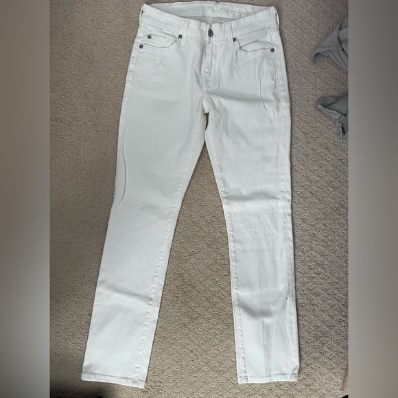 7 for all Mankind White Straight Jeans - Picture 2 of 3